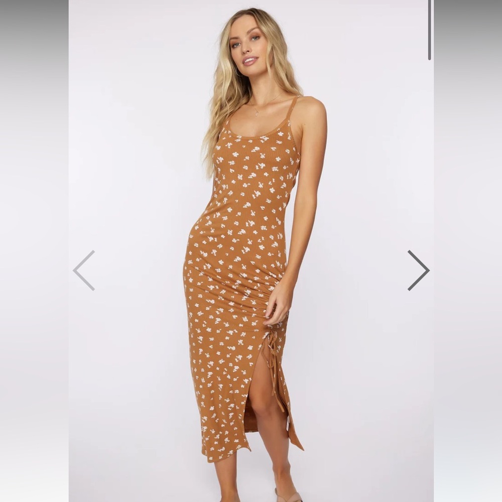 O'Neill Tan Floral Midi Dress
